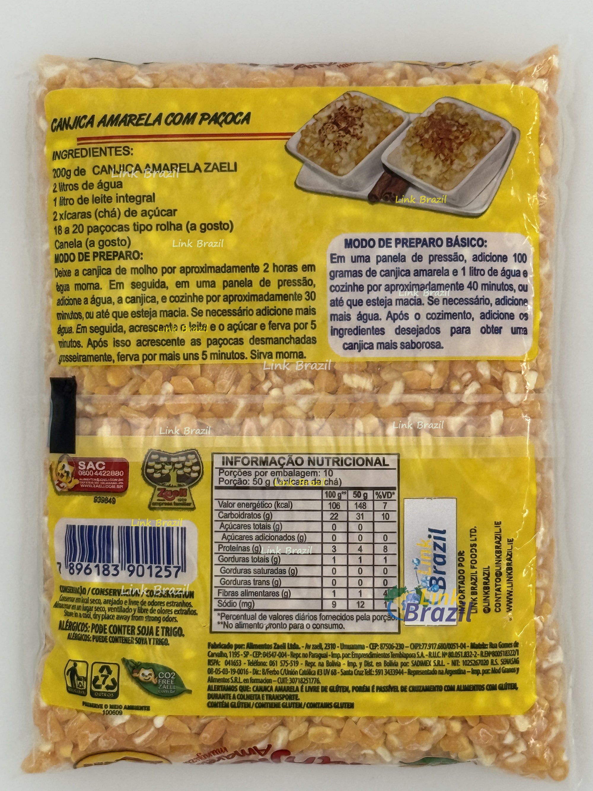 Canjica Amarela Zaeli 500g Link Brazil