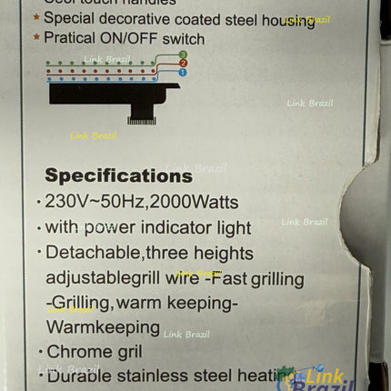Churrasqueira Eletrica 2000W 230v Link Brazil