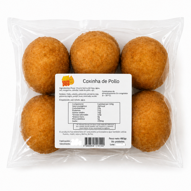 Coxinha de Frango Aqui Salgados 480g 6und Link Brazil