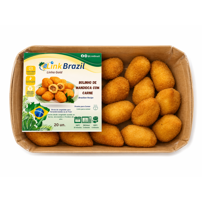 Bolinho de Mandioca com Carne Link Brazil 400g 20 un.