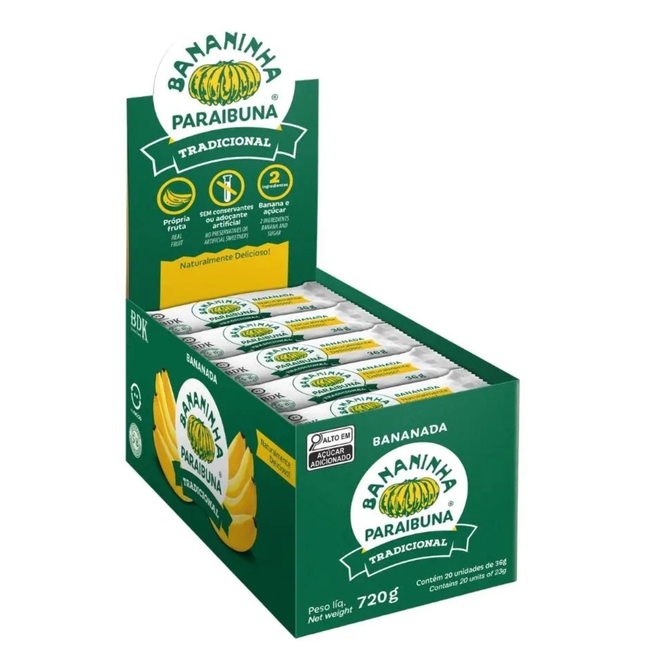 Doce de Bananinha Paraibuna Tradicional caixa com 20un-LinkBrazil