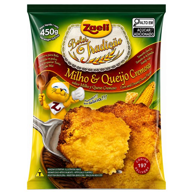 Mistura para Bolo Milho e Queijo Cremoso Zaeli 450g Link Brazil