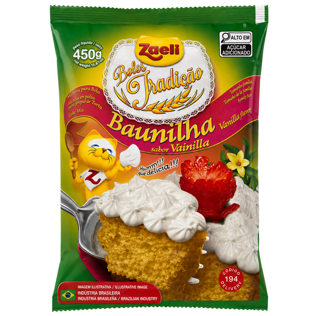 Mistura para Bolo Sabor Baunilha Zaeli 450g Link Brazil