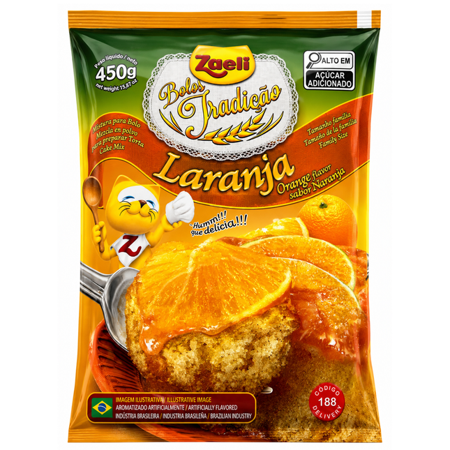 Mistura para Bolo Sabor Laranja Zaeli 450g Link Brazil